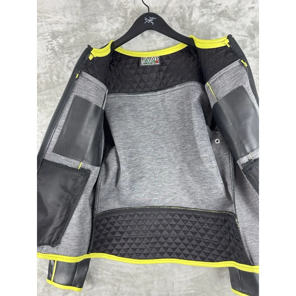 Vintage LIP SERVICE‎ Rock Moto Full Zip Jacket Womens Size Large PVC Cloth USA